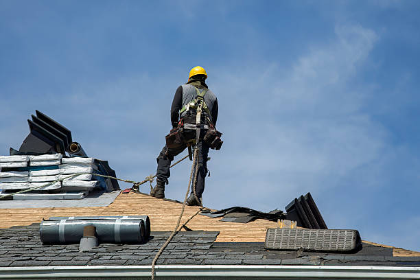 Professional Gutter Installation technician working in Livingston Manor, NY